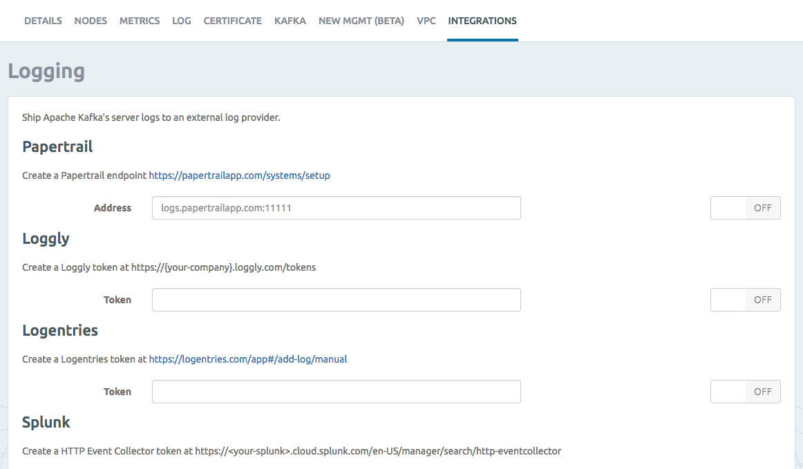 CloudKarafka log integrations CloudKarafka log integrations